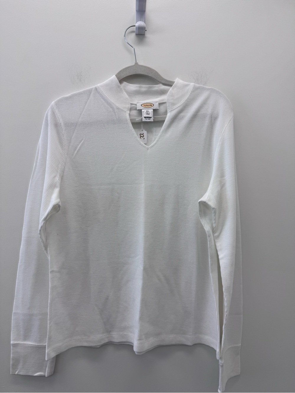 Talbots White Notch-Neck Long Sleeve Tee - Women's - Picture 2 of 5